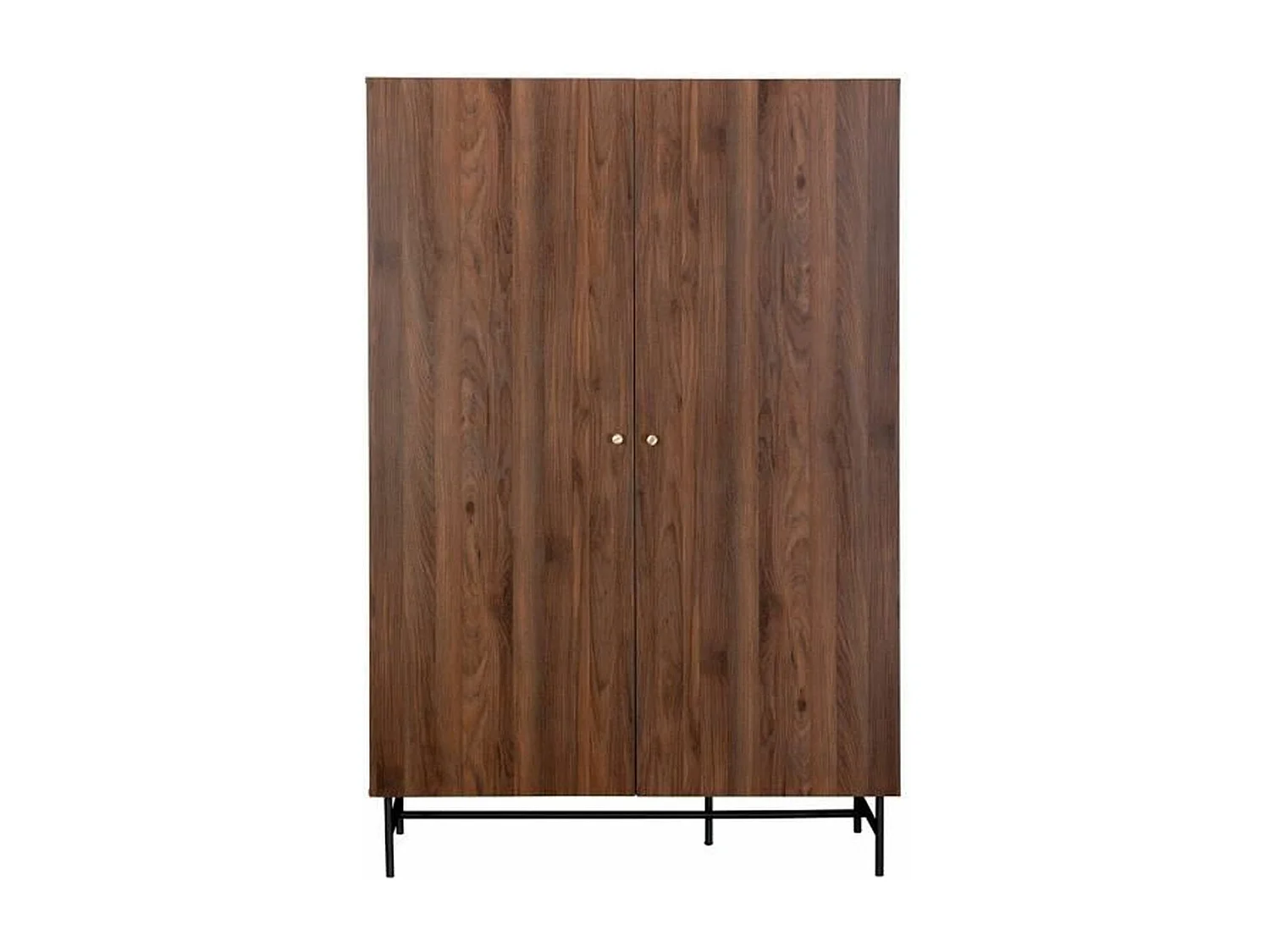 Armario LODGE de 2 puertas en madera y metal - Nogal - 126 x 50 x 190