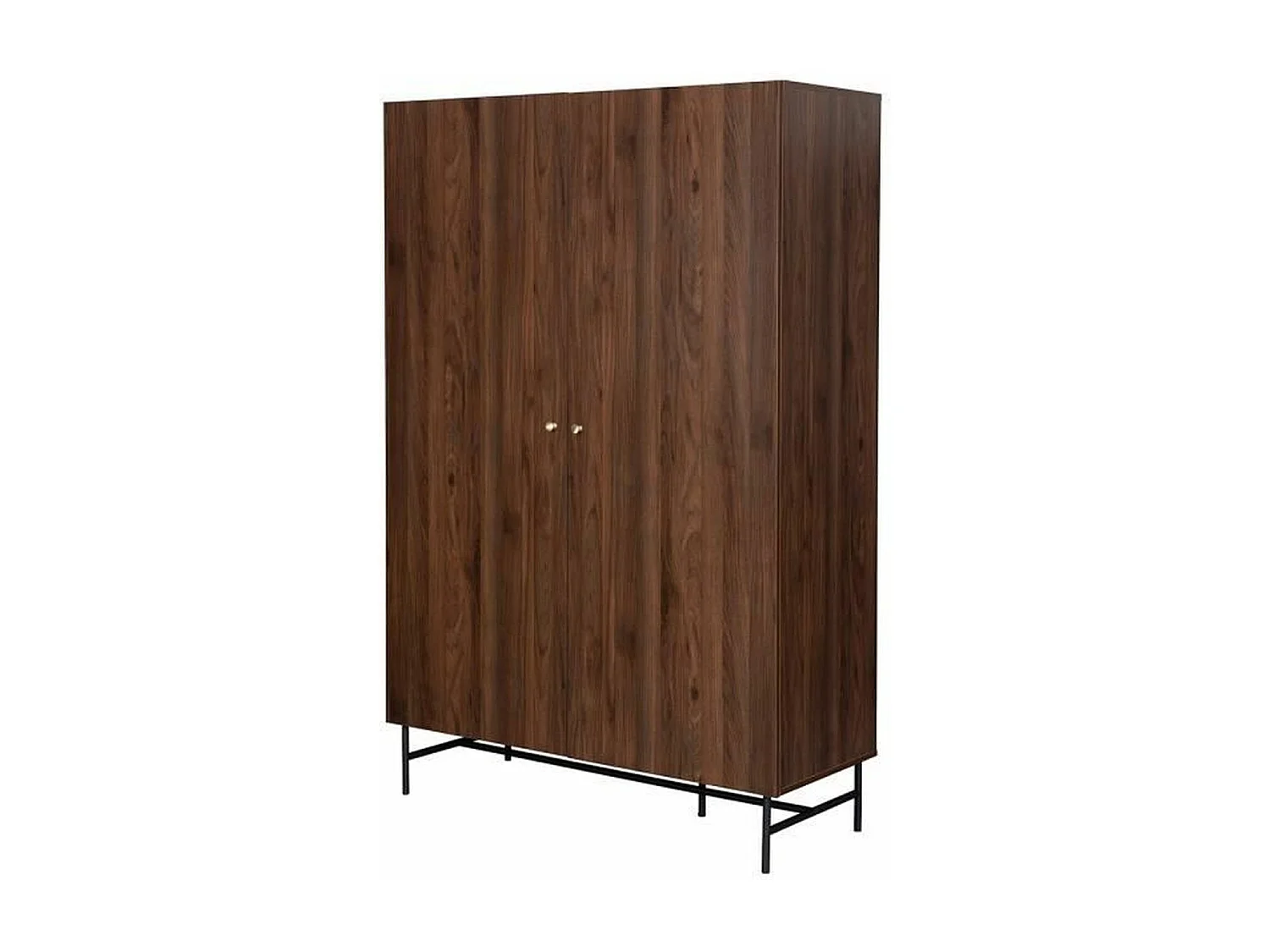 Armario LODGE de 2 puertas en madera y metal - Nogal - 126 x 50 x 190