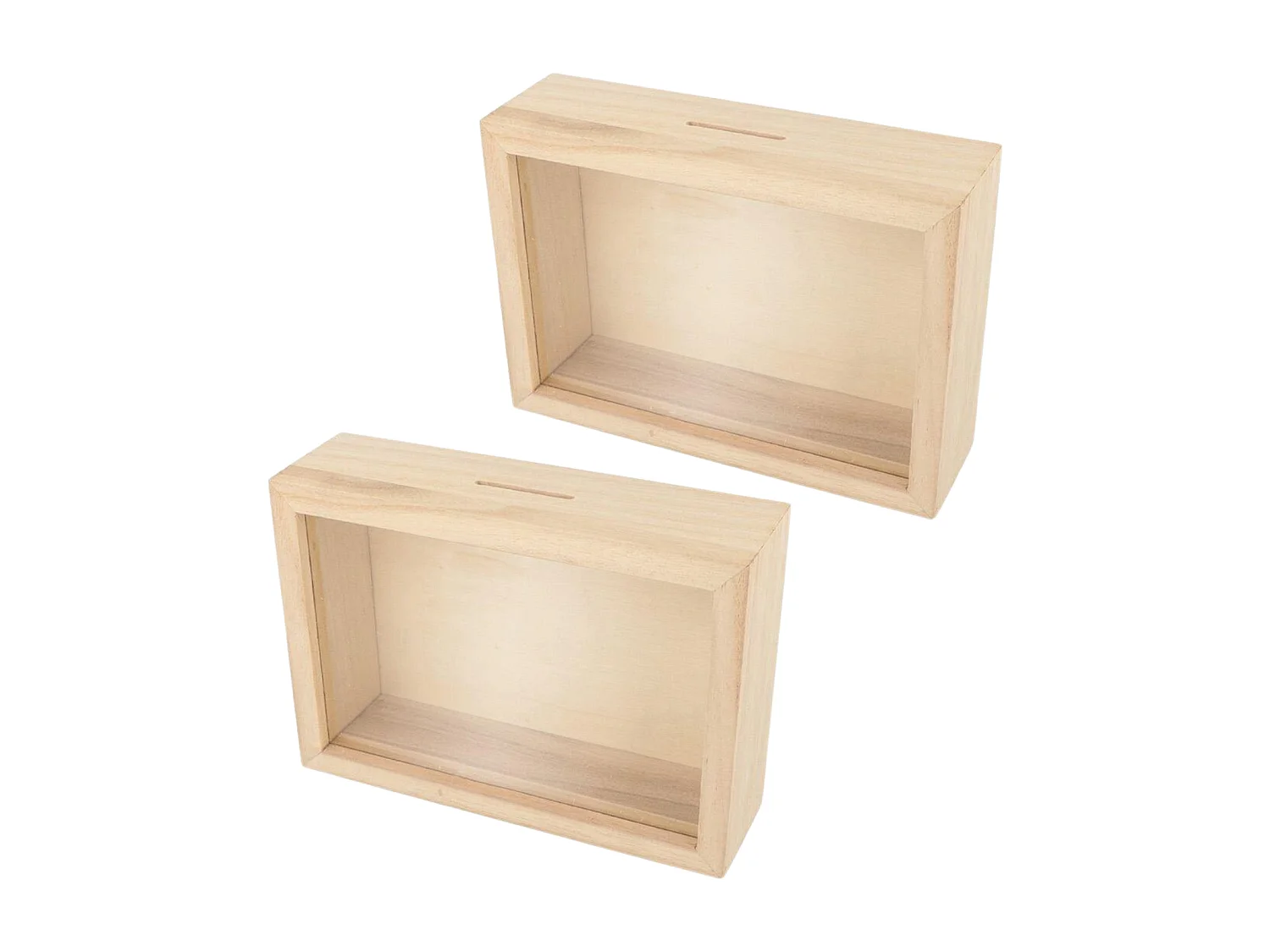 2 aanpasbare spaarpotten met houten frame 12 x 17 cm