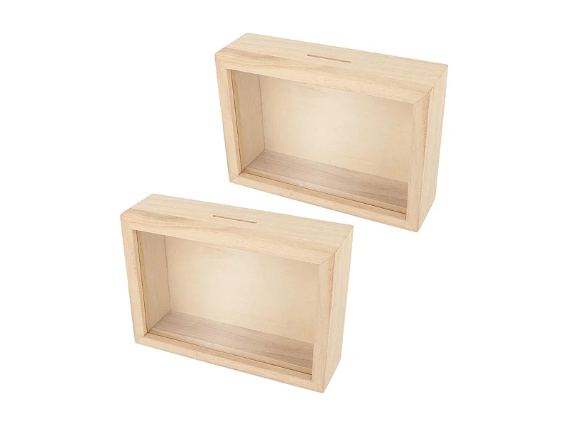 2 HolzrahmenSparschweine zum Anpassen 12 x 17 cm