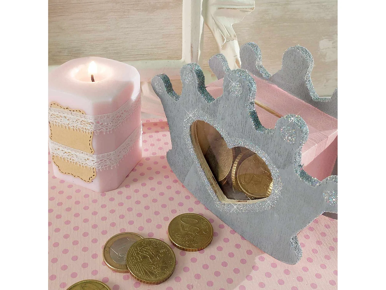 Spaarpot hartkroon 12 x 9 cm