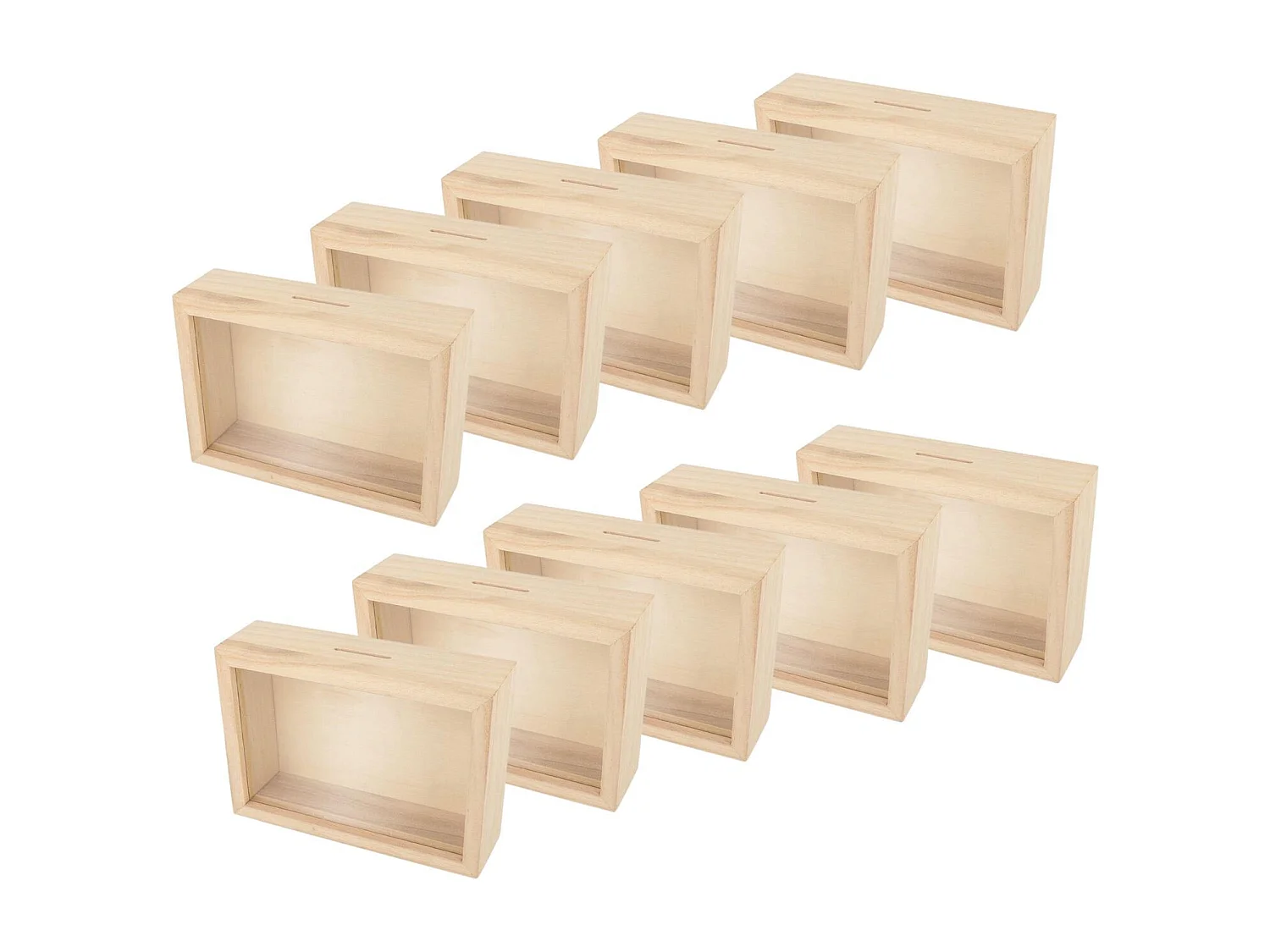 10 huchas con marco de madera para personalizar 12 x 17 cm