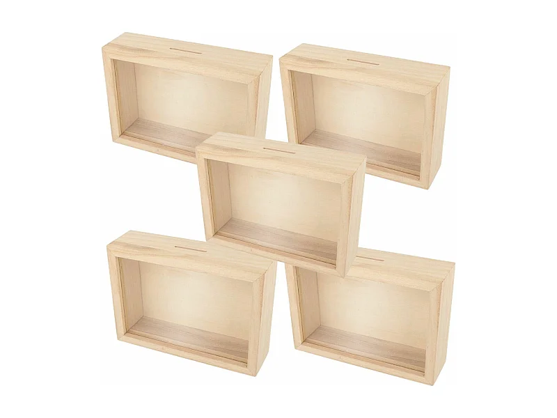 5 HolzrahmenSparschweine zum Anpassen 12 x 17 cm