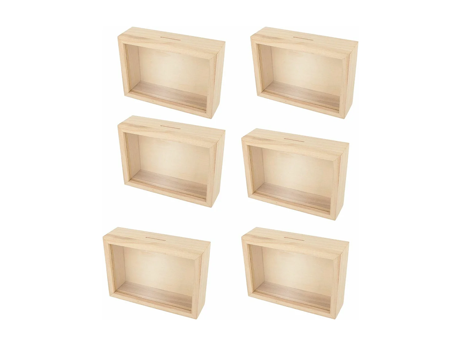 6 aanpasbare spaarpotten met houten frame 12 x 17 cm