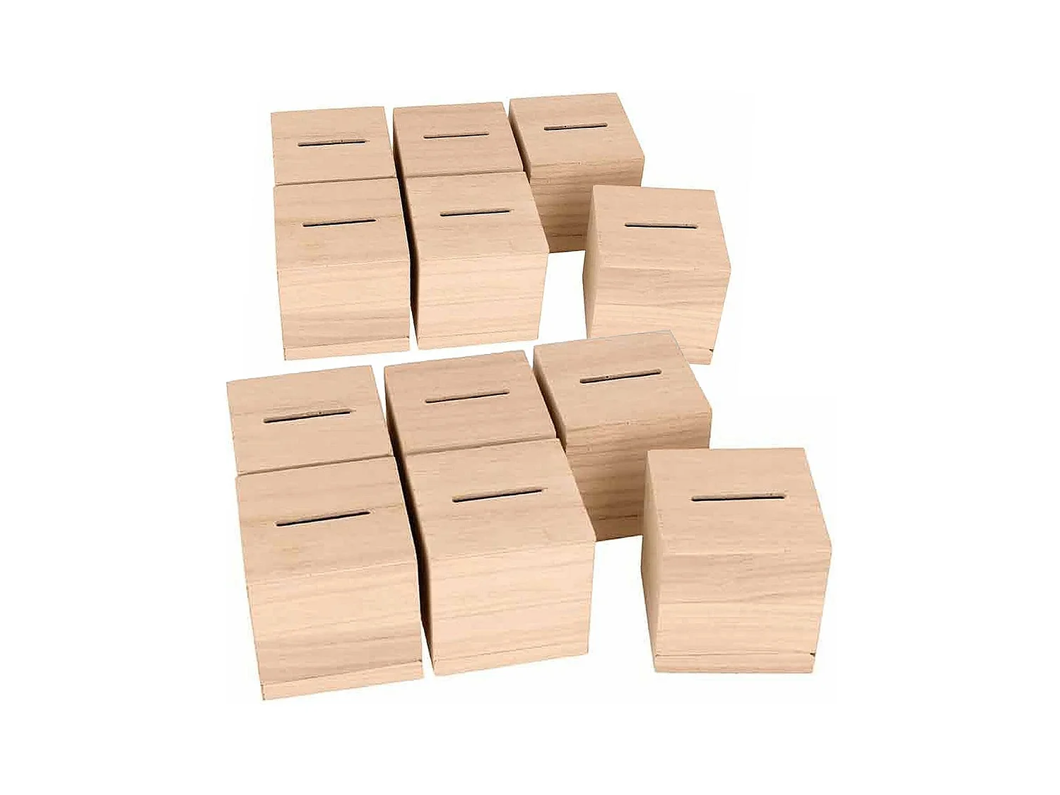 12 tirelires cubiques en bois 6 x 6 x 6 cm
