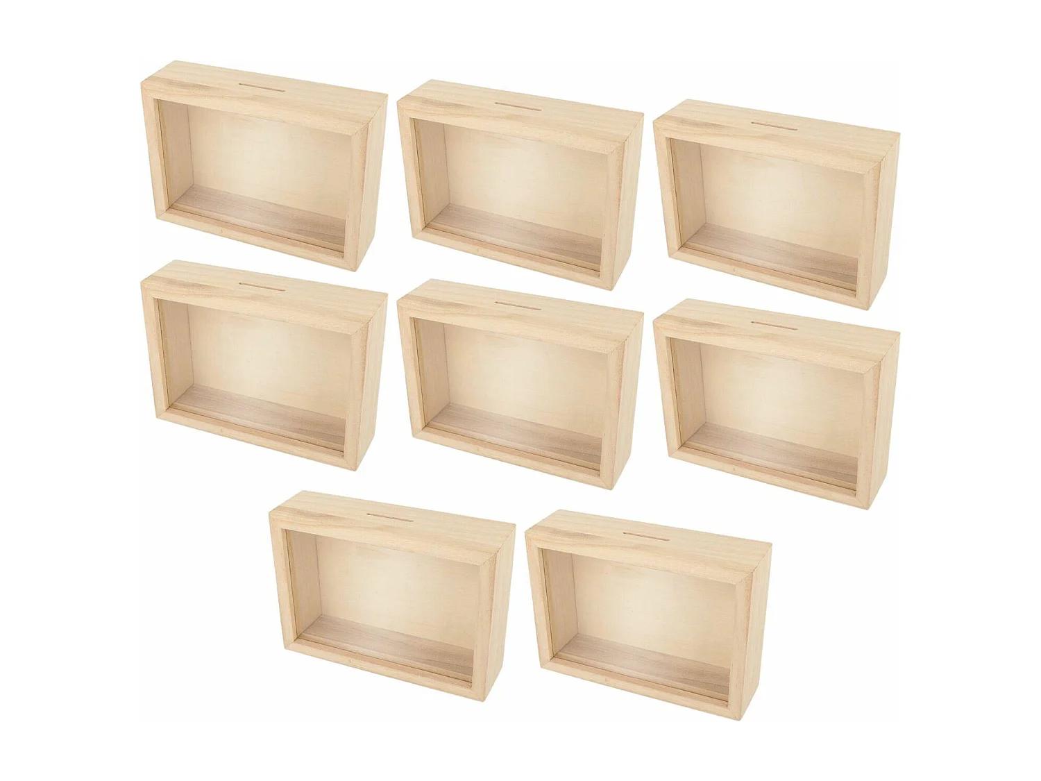 8 aanpasbare spaarpotten met houten frame 12 x 17 cm