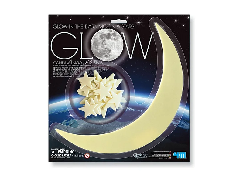 Mond und 12 im dunkeln leuchtende Sterne 4M