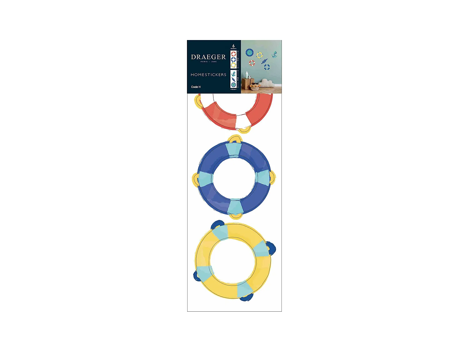 Sticker mural - Bouée, ancre marine et boussole