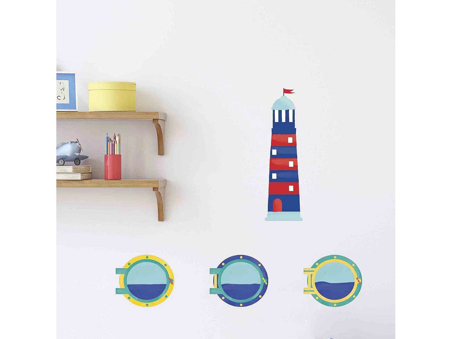 Muursticker - Vuurtoren en patrijspoort