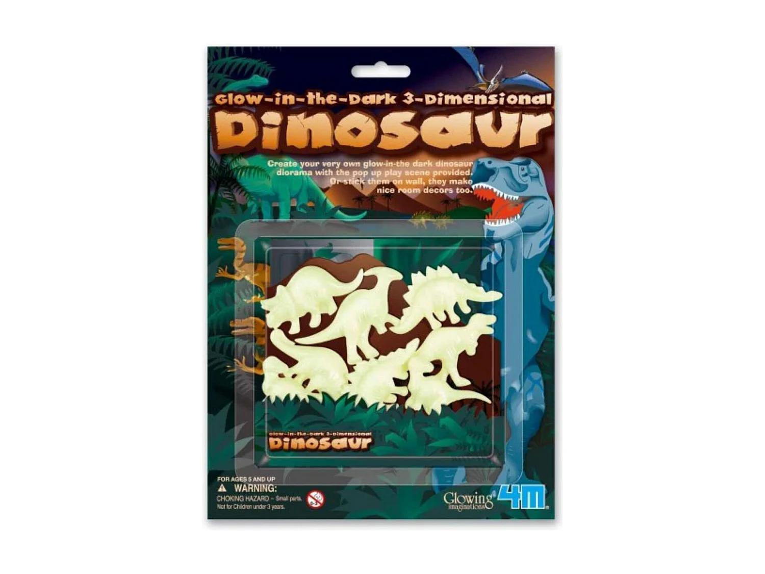 8 dinosaures 3D phosphorescents 4M