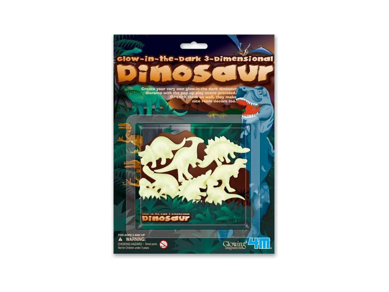 8 dinosaures 3D phosphorescents 4M