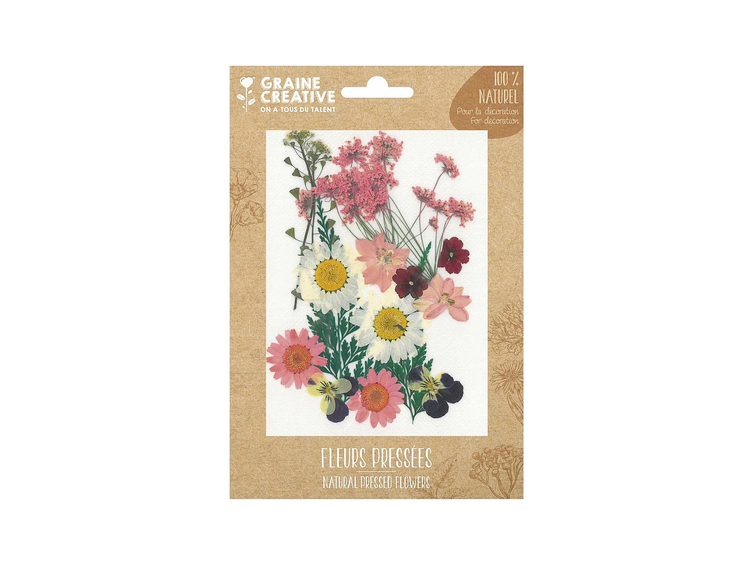 16 fleurs pressées - prairie rose