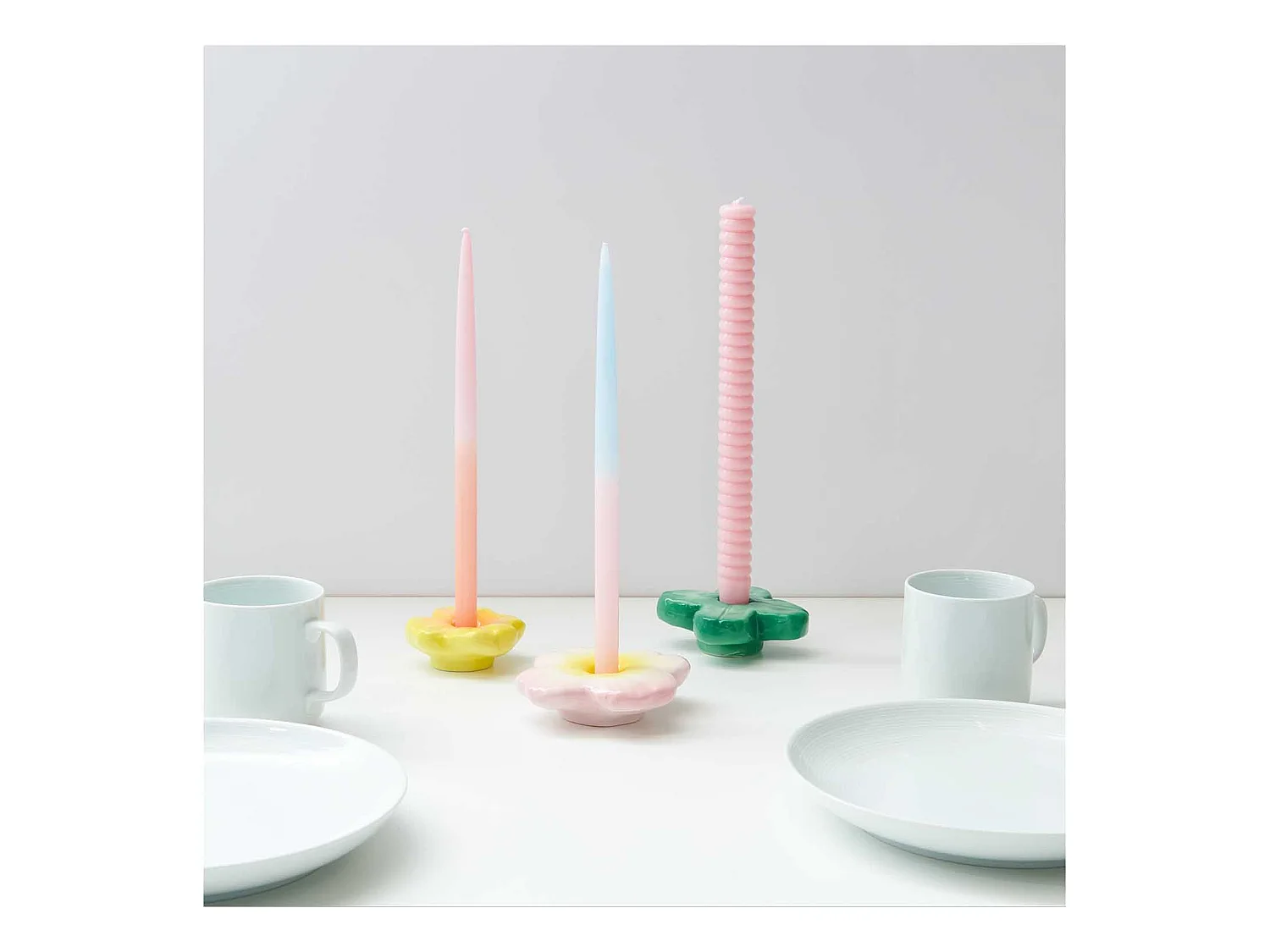 Bougeoir en céramique fleur rose