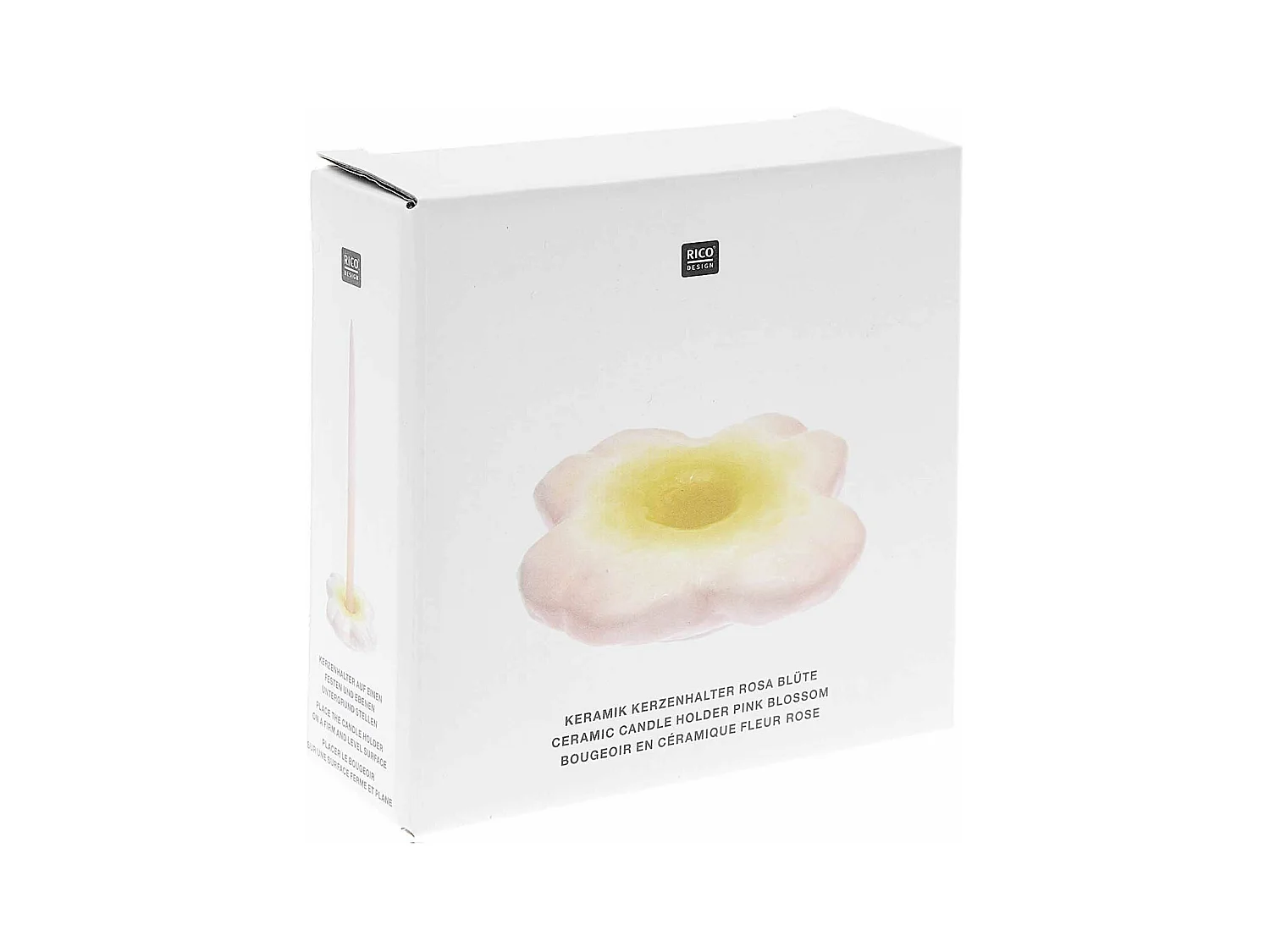 Bougeoir en céramique fleur rose