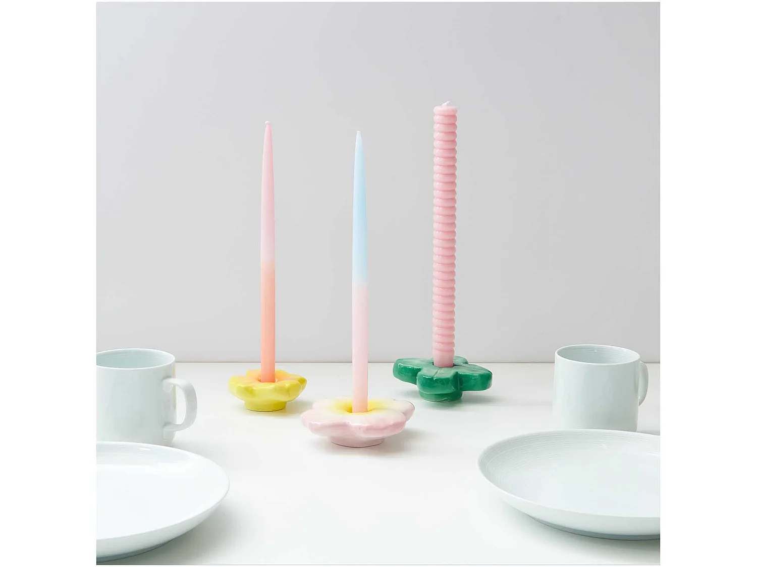 Bougeoir en céramique fleur rose