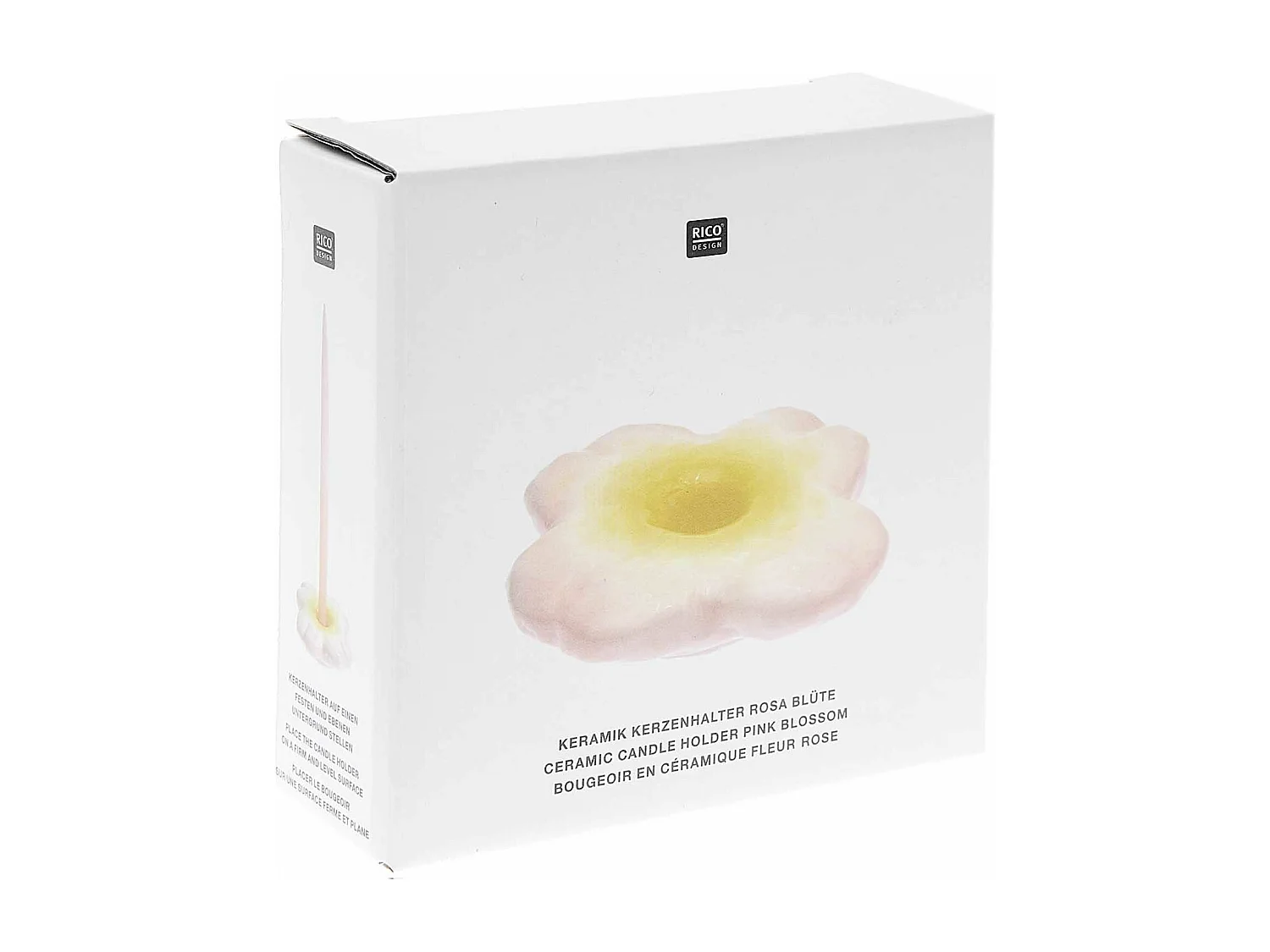 Bougeoir en céramique fleur rose