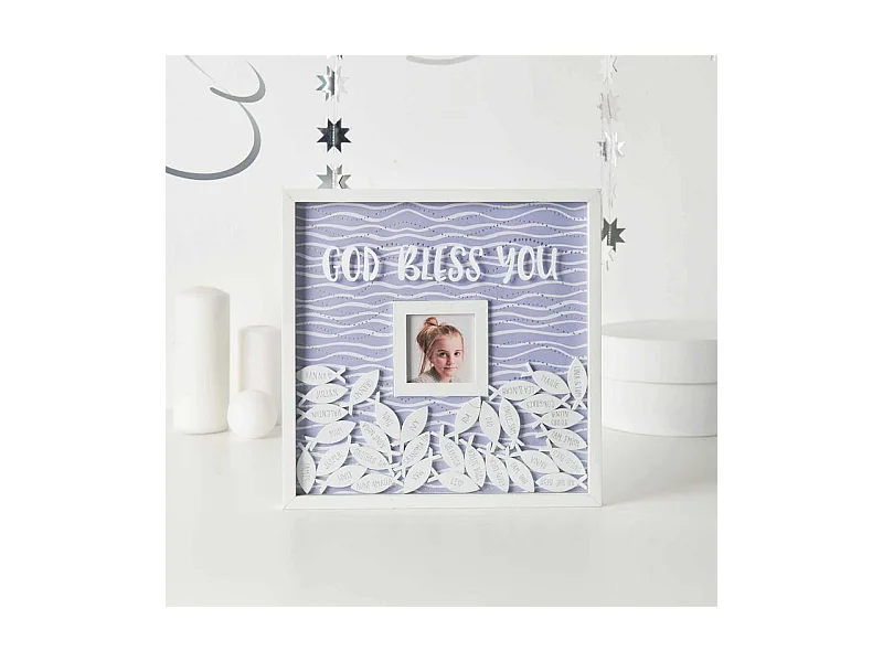 Livre d'or cadre carré bois blanc - 30 x 30 cm