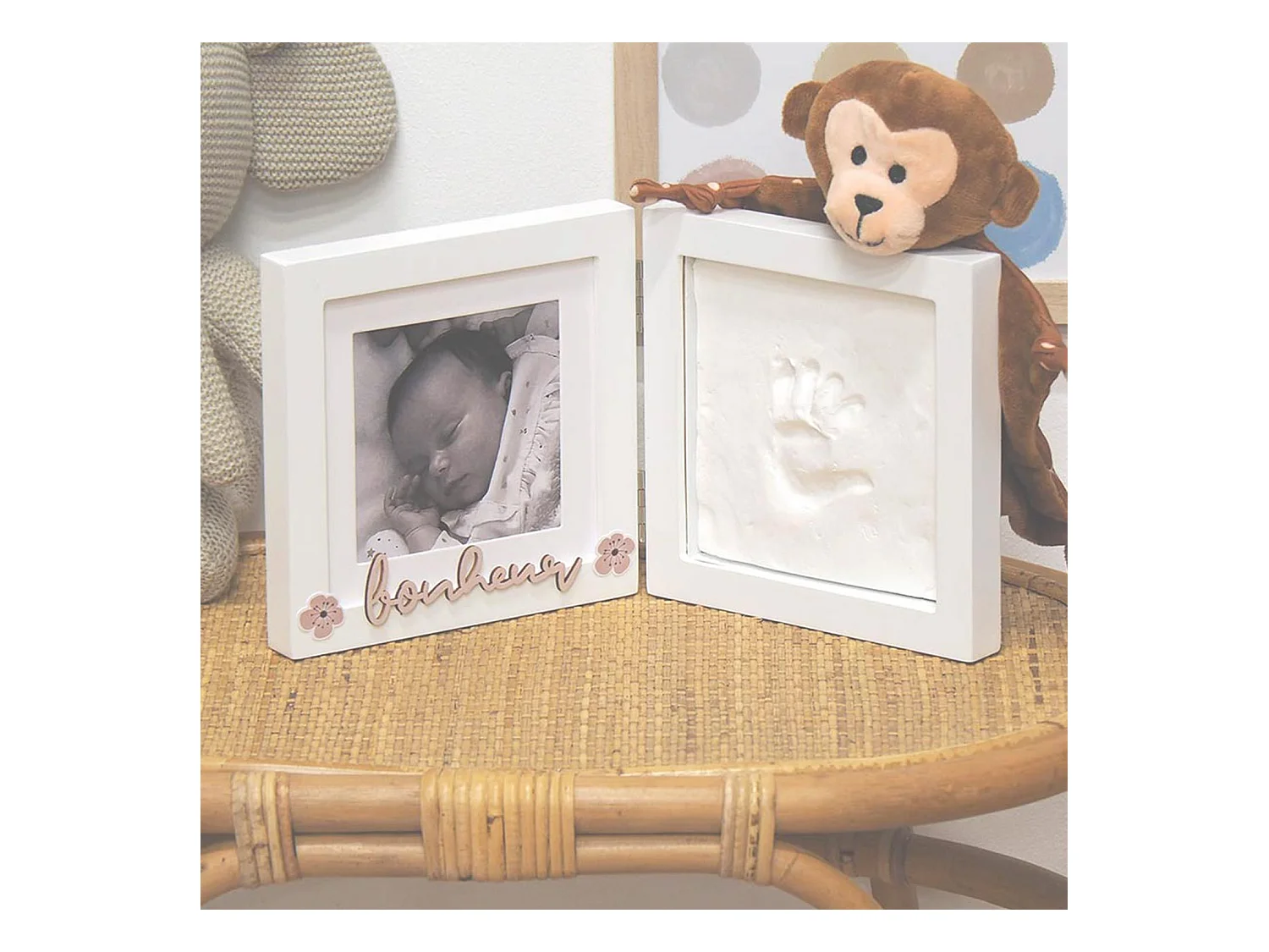 2 cadres photo et empreintes bébé