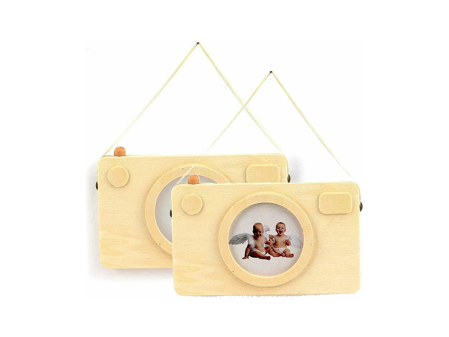 2 cadres photo en bois - Appareil photo Polaroïd 20 x 12 cm
