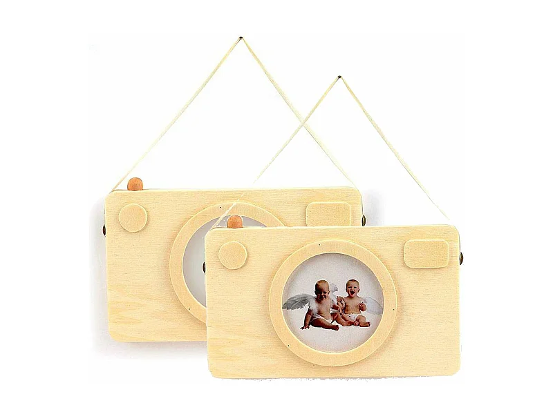 2 Bilderrahmen aus Holz Polaroidkamera 20 x 12 cm