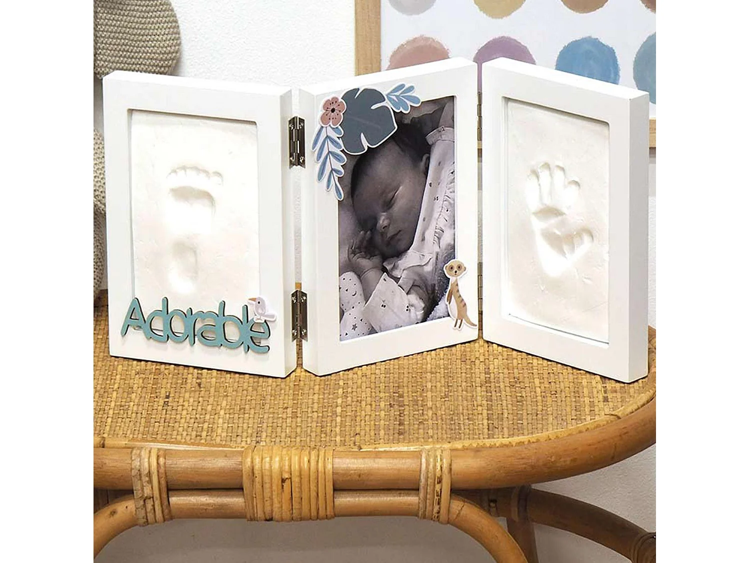 3 babyfoto- en voetafdruklijsten