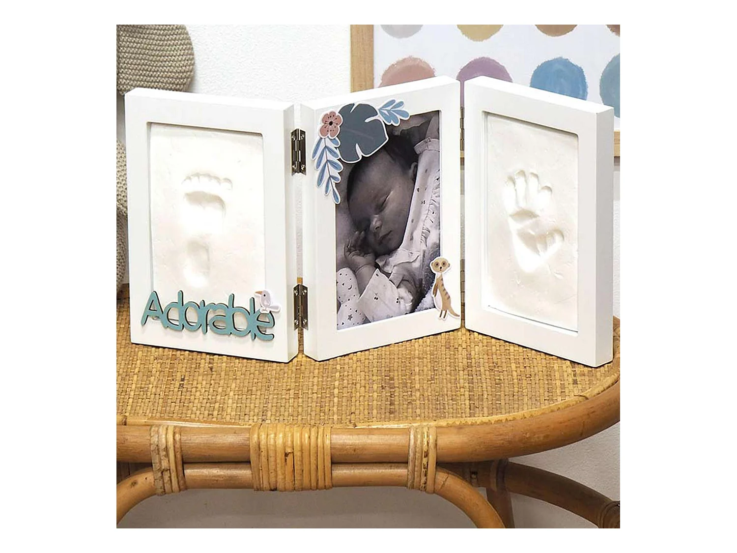 3 cadres photo et empreintes bébé