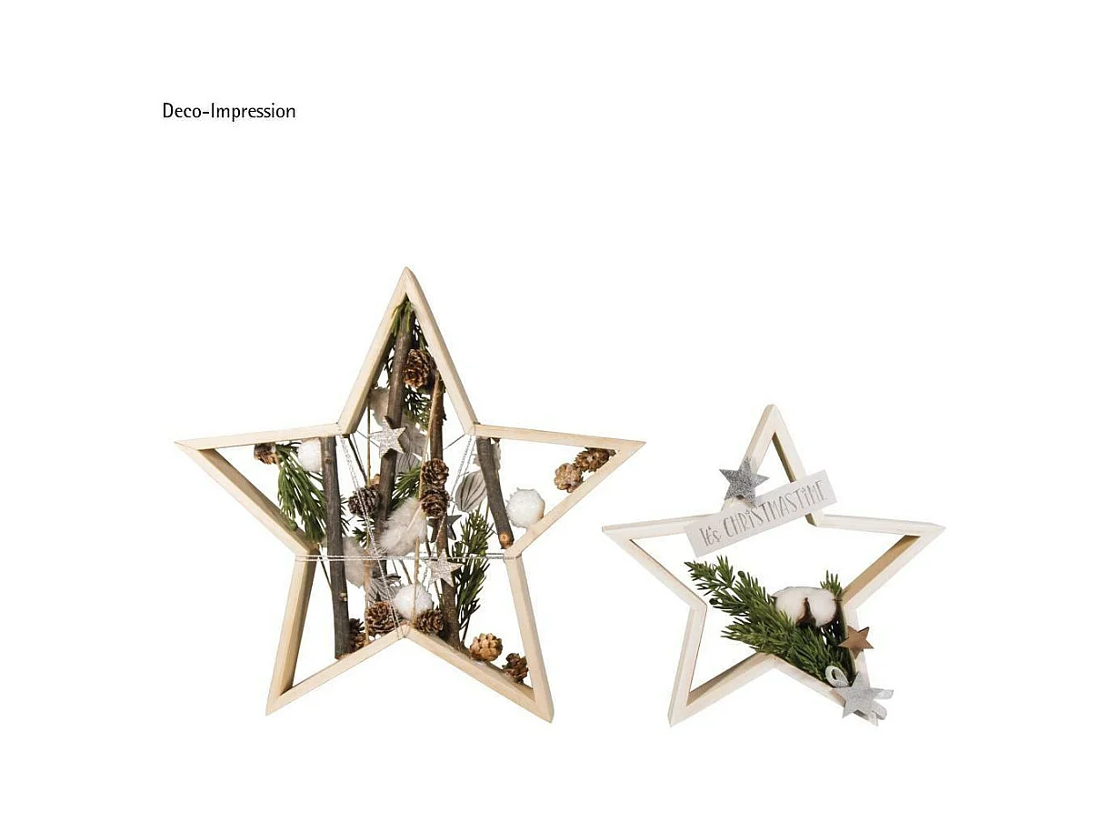 2 cadres en bois Etoile 35 et Ø 24,5 cm