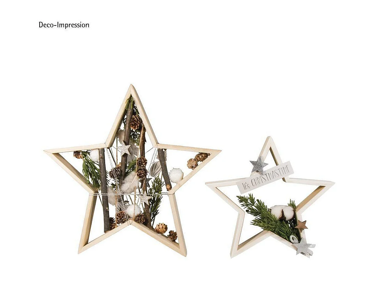 2 cadres en bois Etoile 35 et Ø 24,5 cm