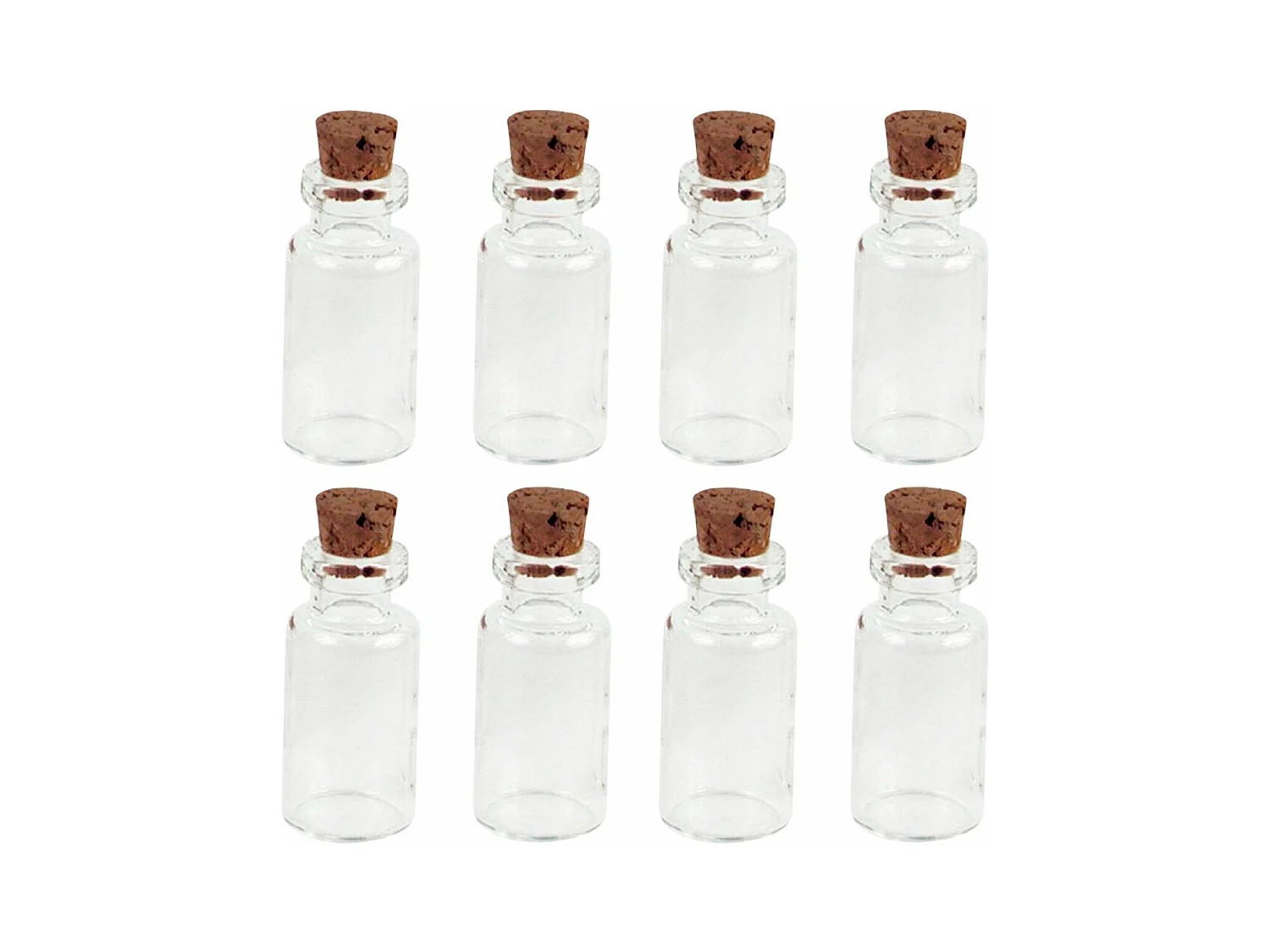 8 mini flacons à bouchon liège 2,4 cm