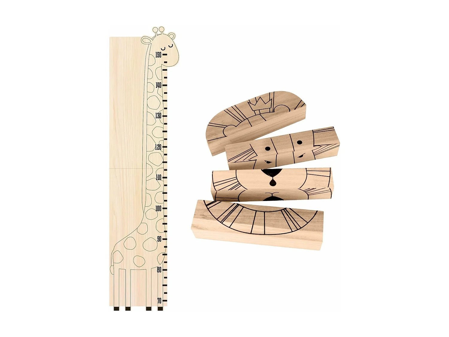 Messlatte Giraffe aus Holz + Puzzle Stimmungen Löwe