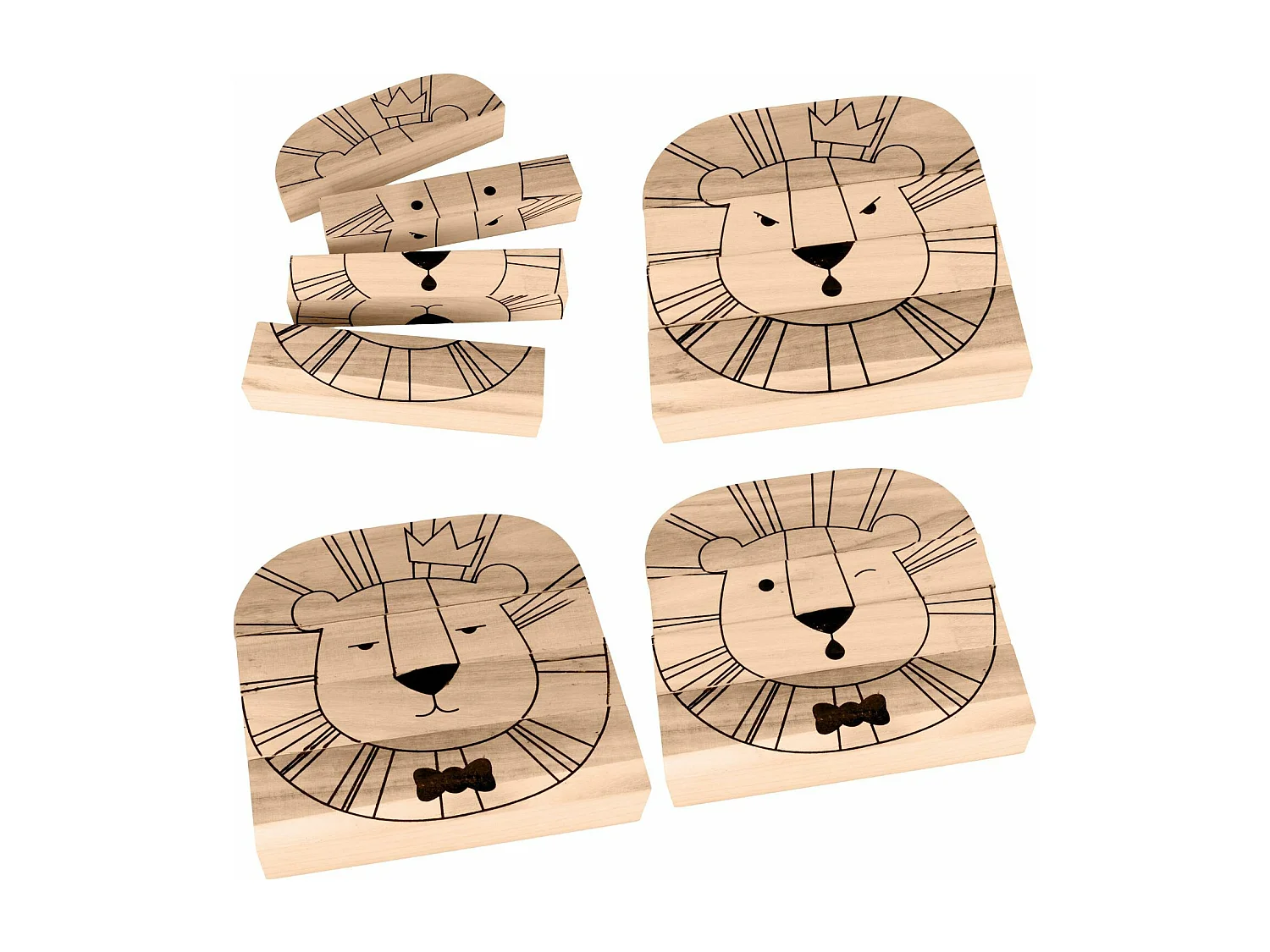 Messlatte Giraffe aus Holz + Puzzle Stimmungen Löwe