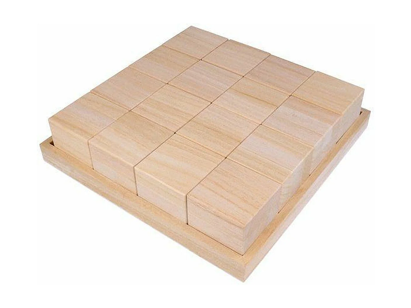 2 Tabletts und 32 Holzwürfel 26,5 x 26,5 x 6,5 cm