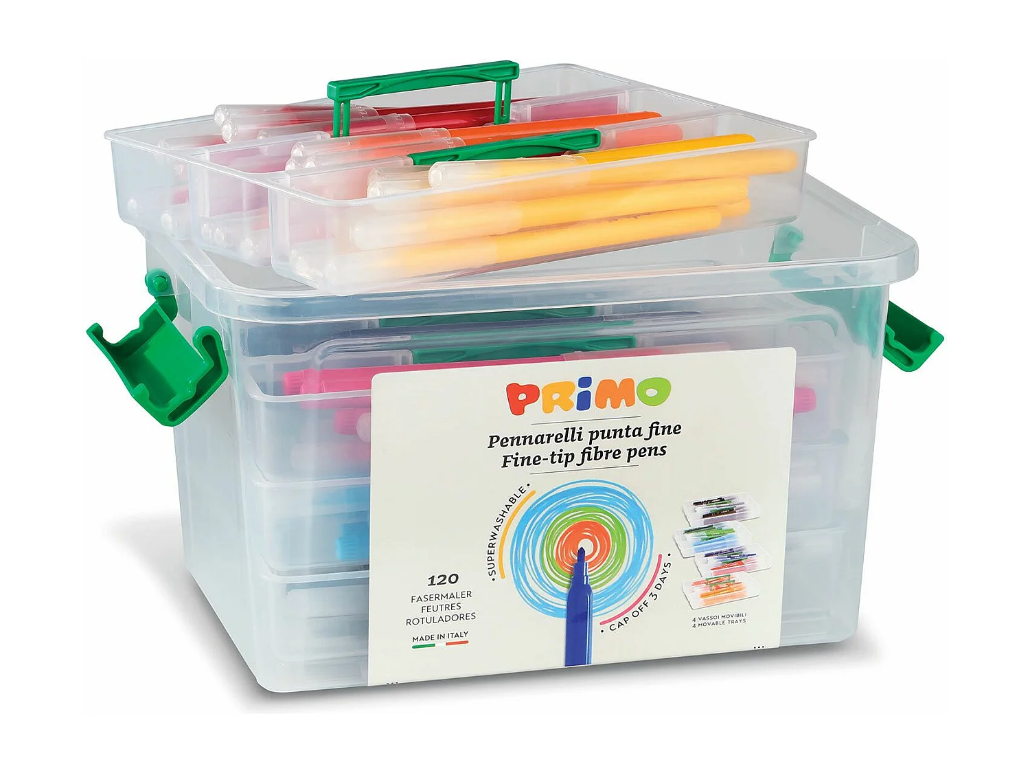 Caja grande de 120 rotuladores lavables de punta fina