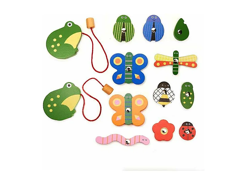 Kinderspiel Angeln mit einer Magnetschnur Frosch