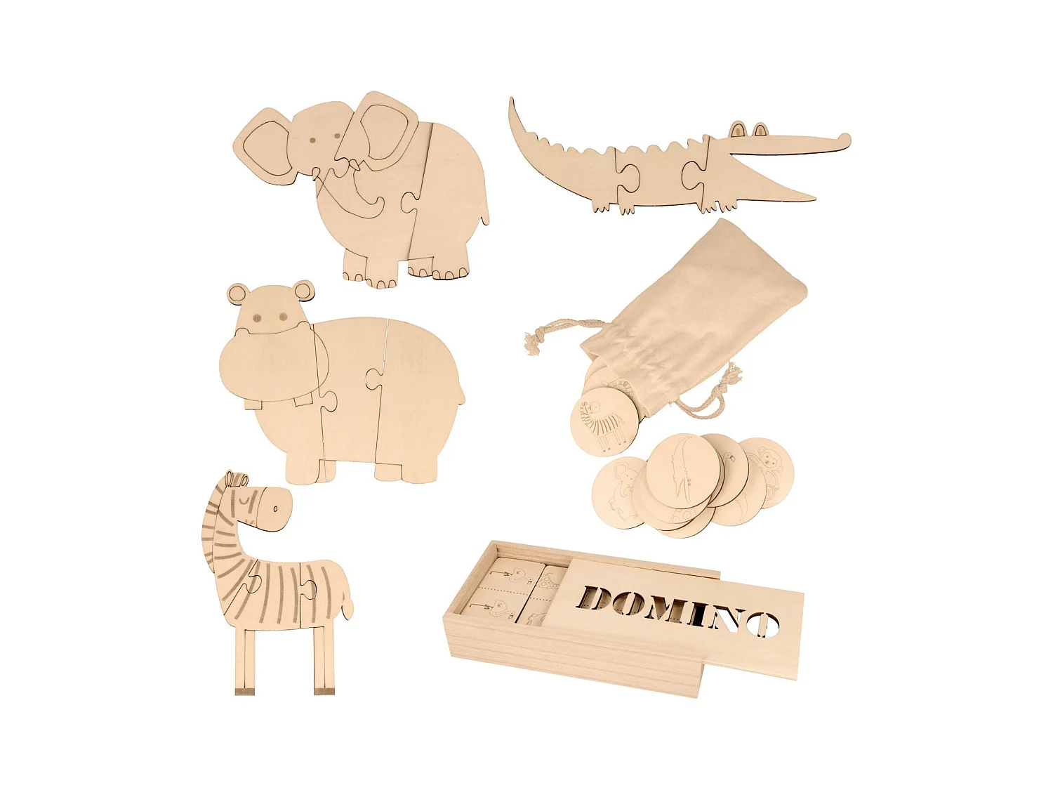 3 Kinderspiele Safari aus Holz