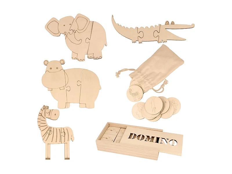 3 Jeux enfants safari en bois