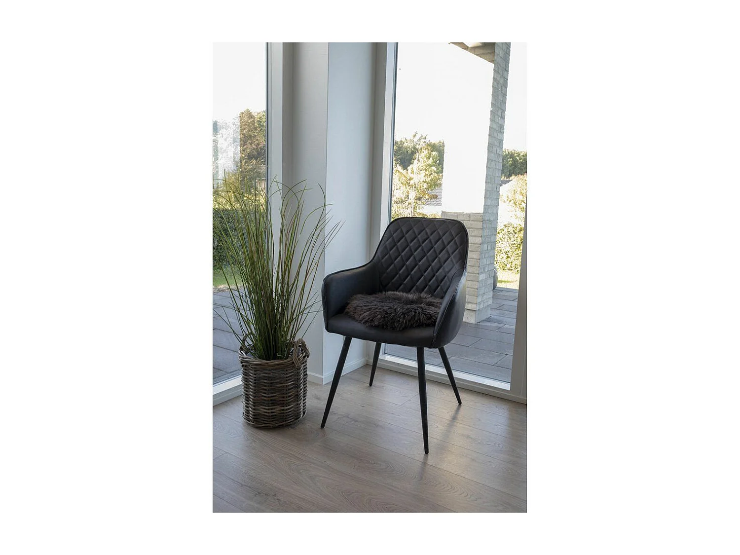 Asiento de piel de cordero marrón Ø 35 cm