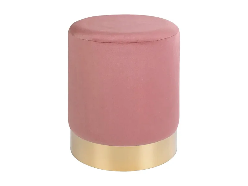 MYLA ronde poef – fluweel & messing voet-Color Rosa
