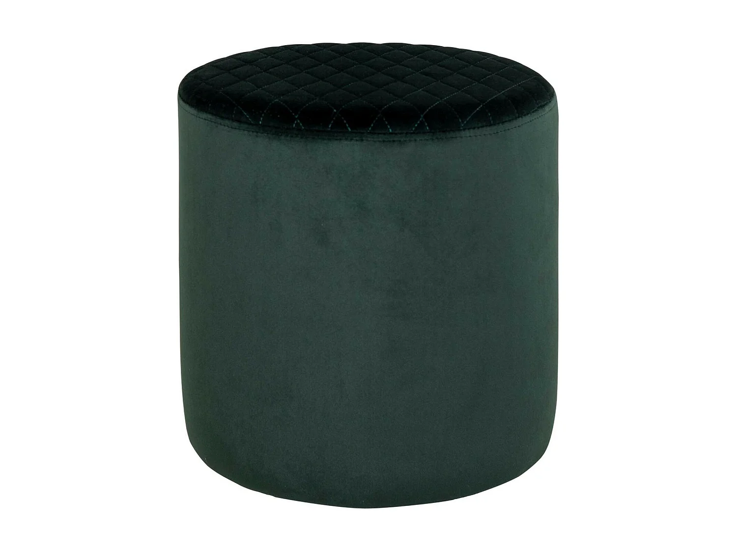 Zylindrischer Sitzpuff aus dunkelgrünem Samt Ø 34 x 36 cm