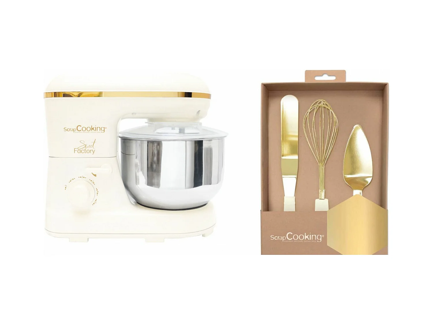 Küchenmaschine Sweet Factory + Goldenes BackutensilienSet