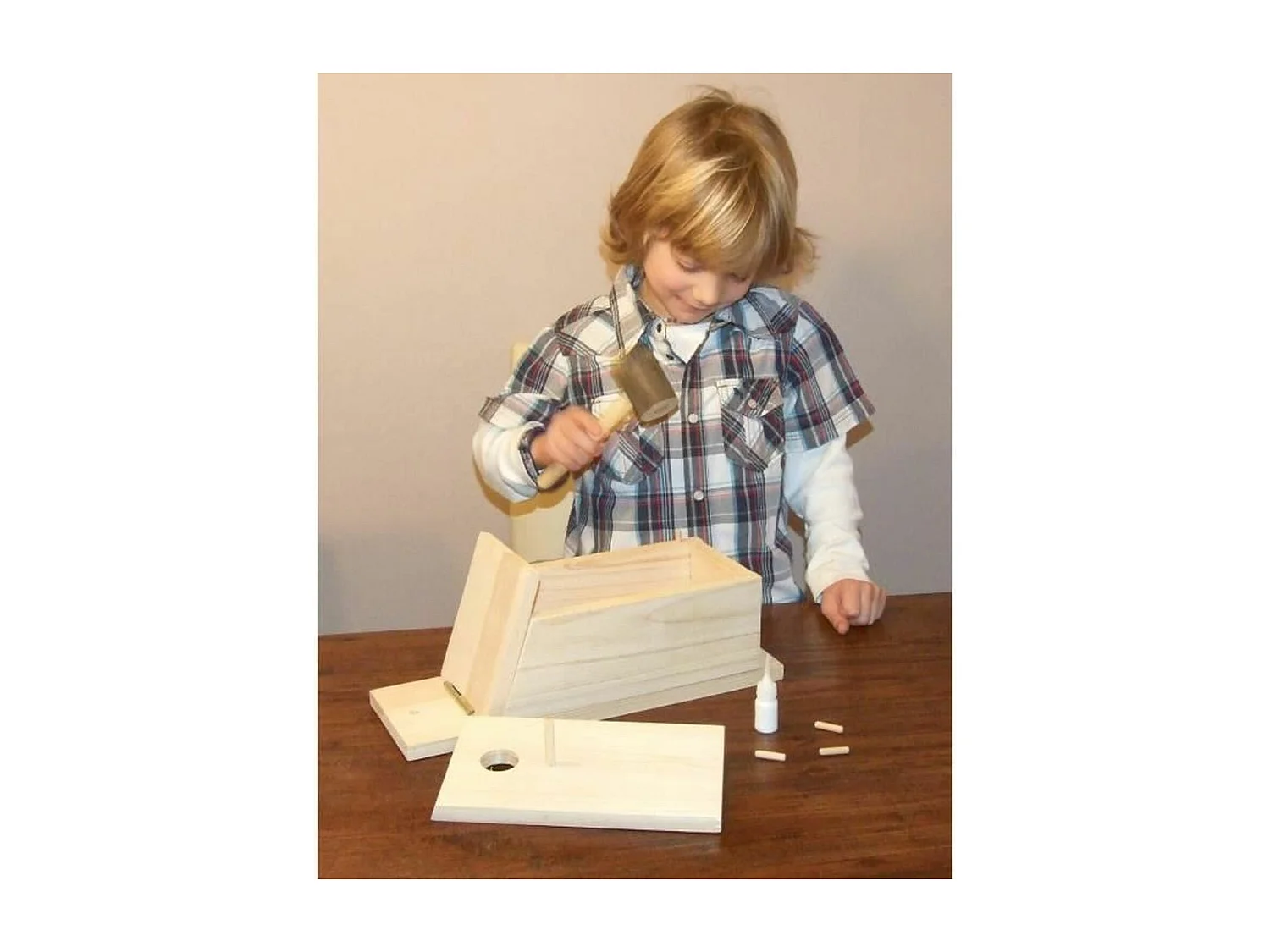 Nido para Pájaros de Madera Natural para Montar - 36 x 12 x 14 cm