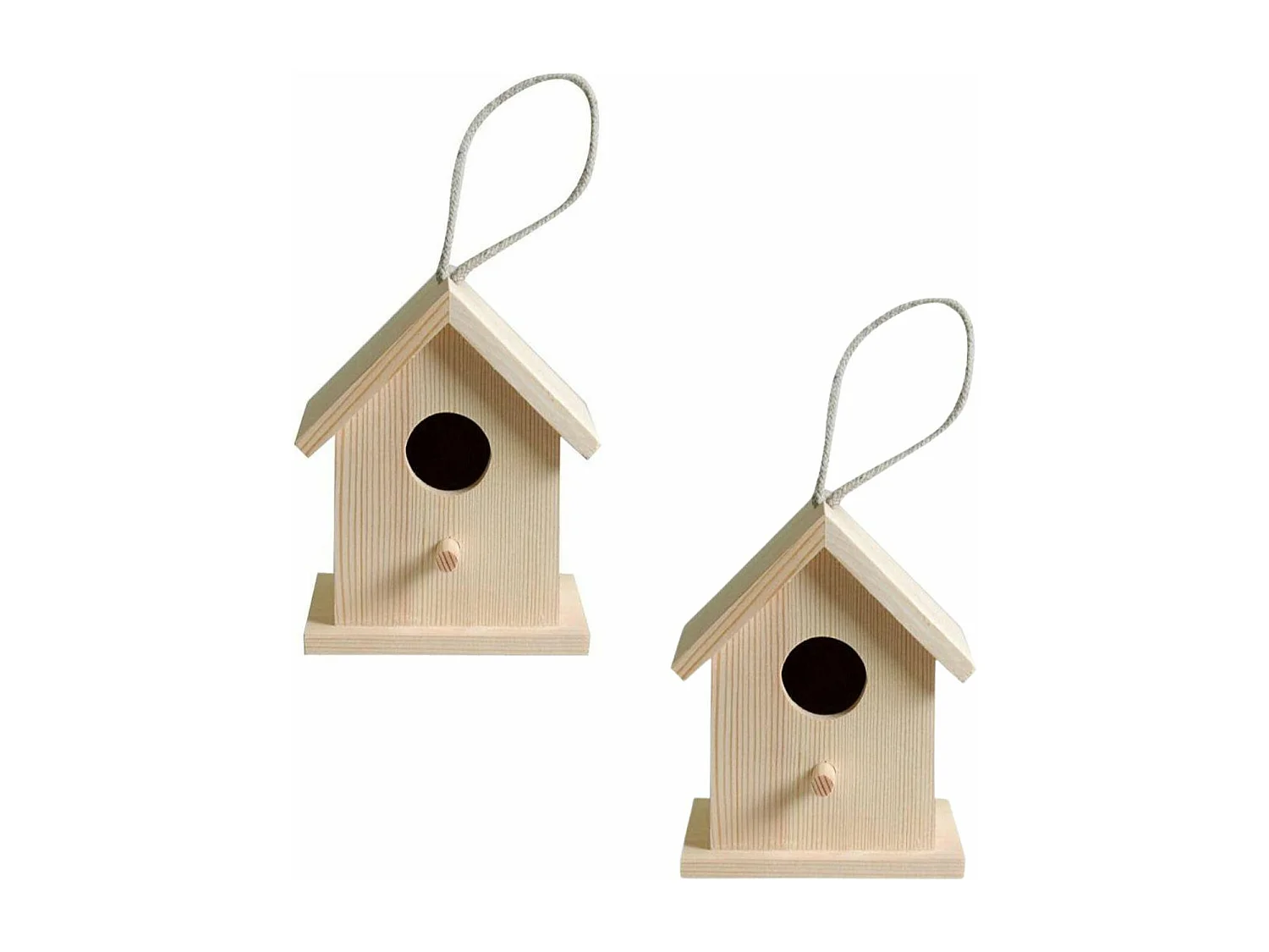 2 houten hangende vogelhuisjes 13 x 10 x 8,3 cm