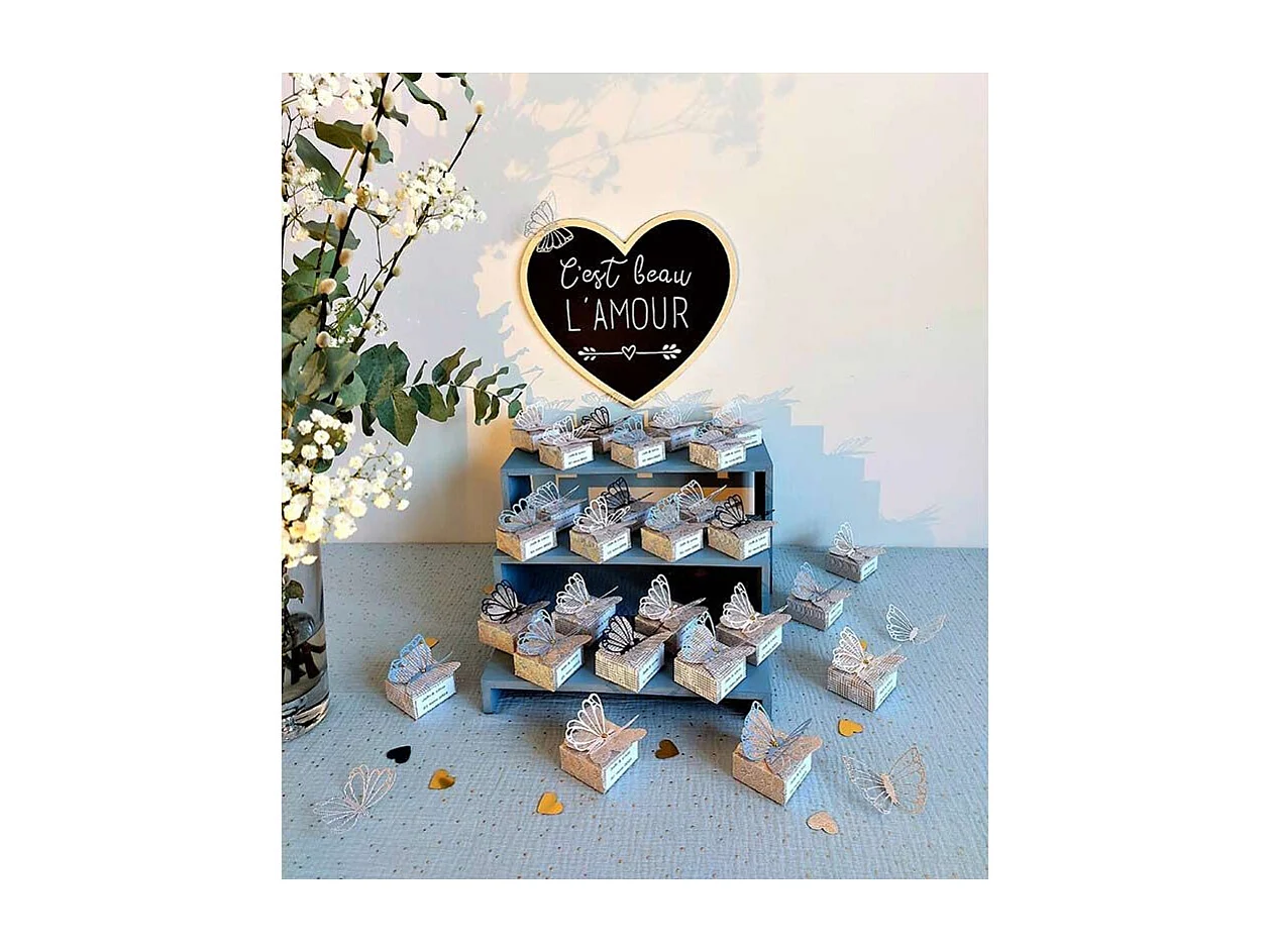 3 Holztreppenregale 18 x 35 cm