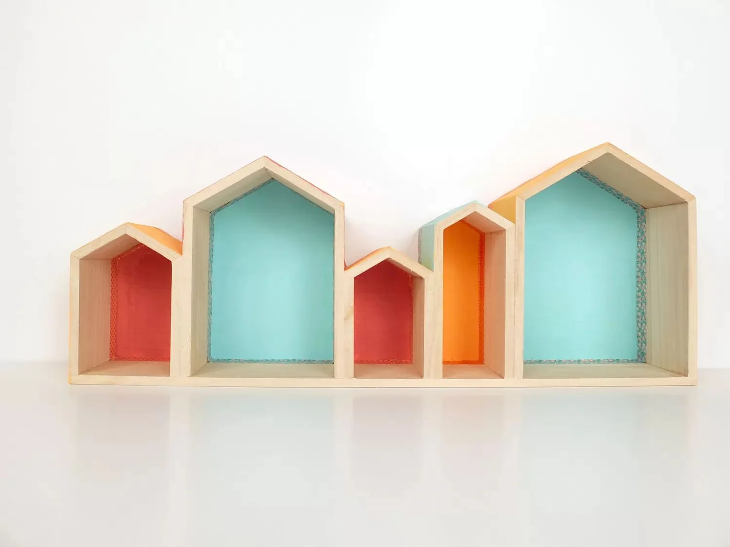 2 étagères en bois 5 blocs maison 50 x 8 x 20 cm