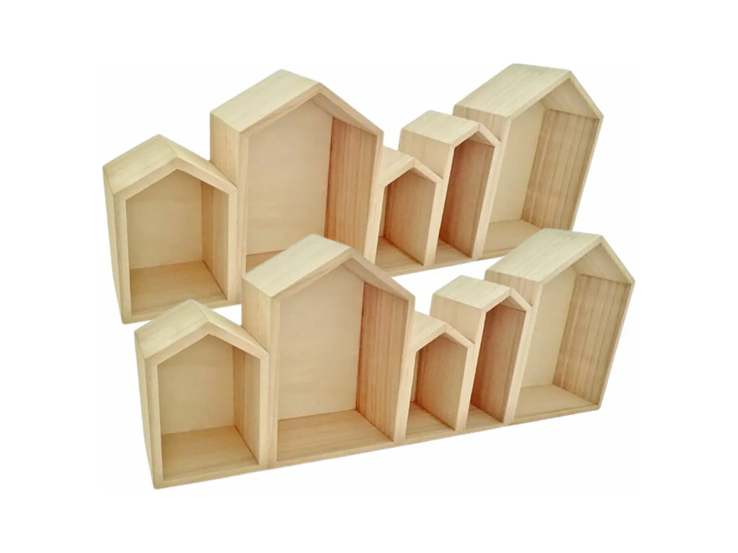 2 étagères en bois 5 blocs maison 50 x 8 x 20 cm