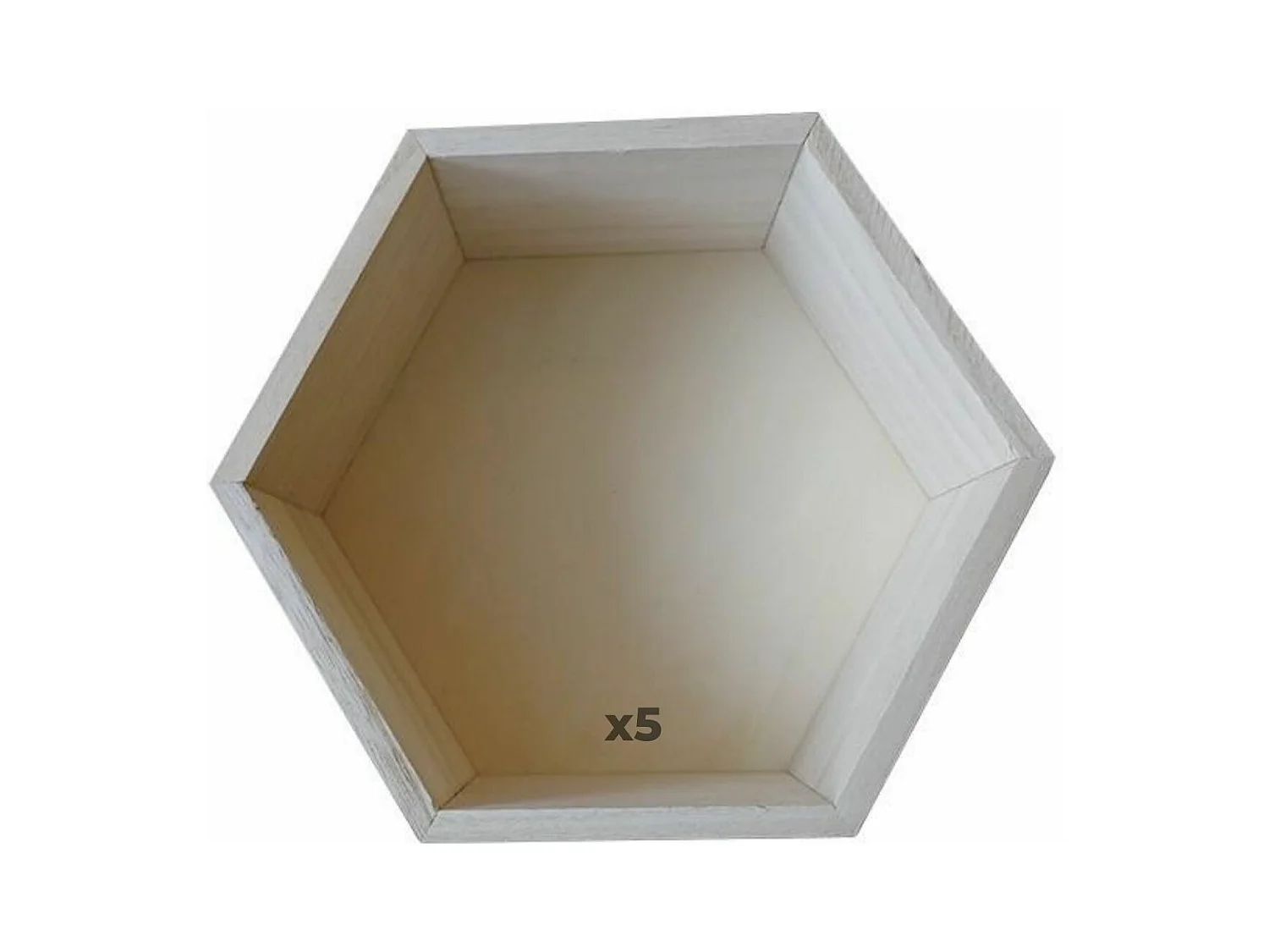5 étagères hexagonales en bois 30 x 26 x 10 cm