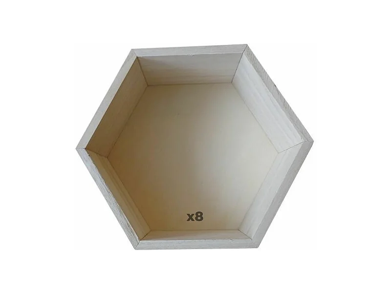 8 étagères hexagonales en bois 30 x 26 x 10 cm