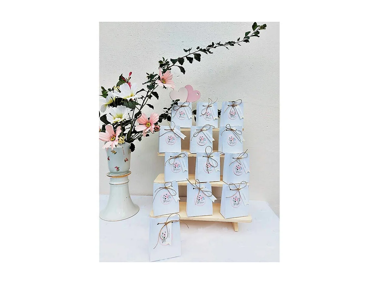 Présentoir bois à 4 étagères 38 x 32 x 26 cm