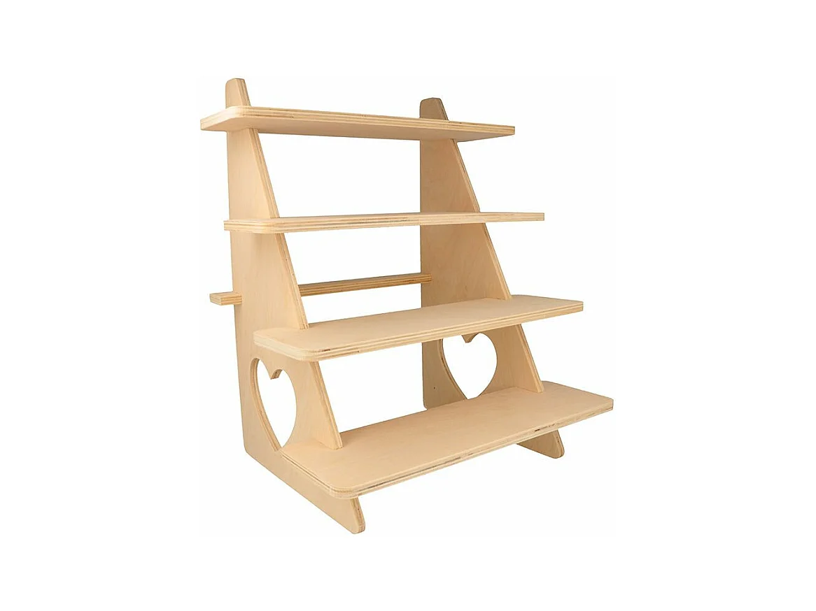 Houten displaystandaard met 4 planken 38 x 32 x 26 cm
