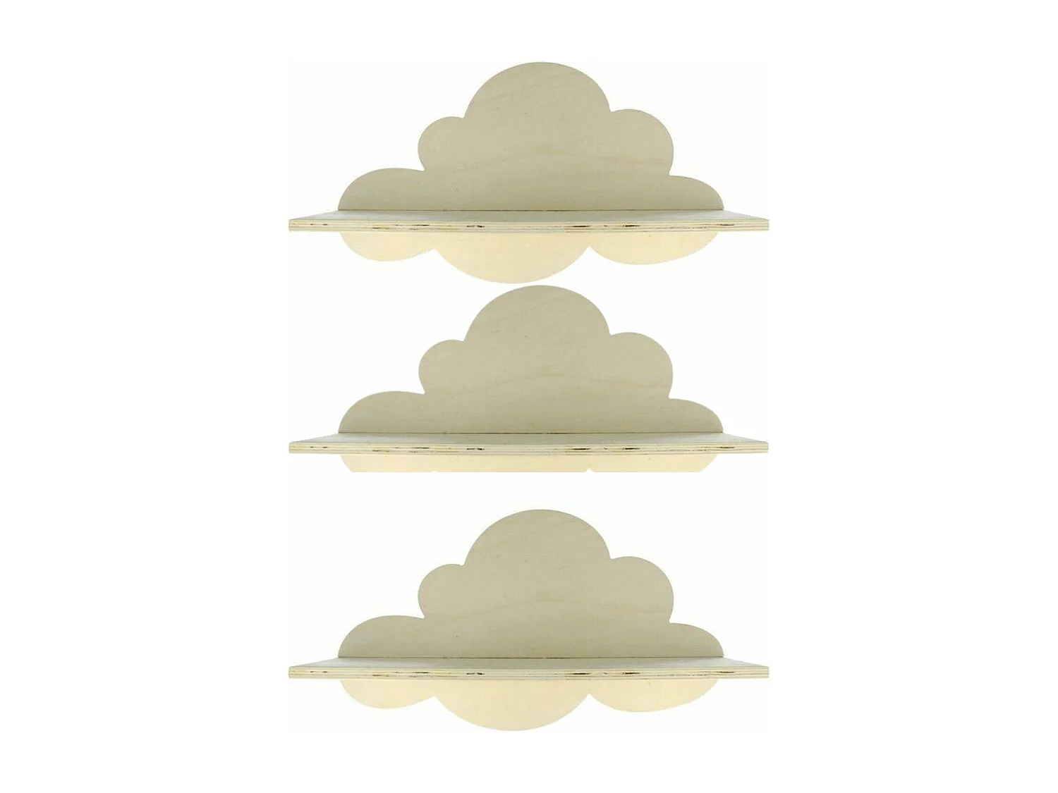3 étagères en bois nuage 39 cm